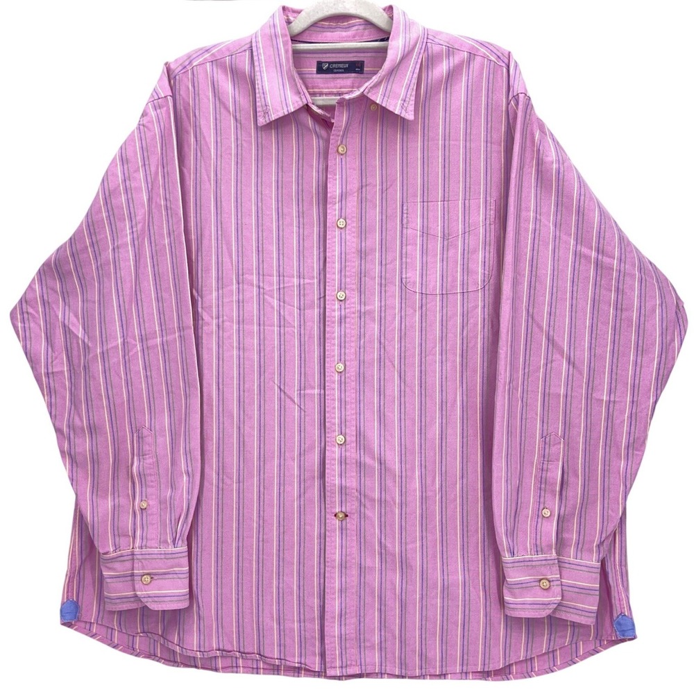 Cremieux Pink Striped Button Down Shirt XXL Long Sleeve Cotton Oxford